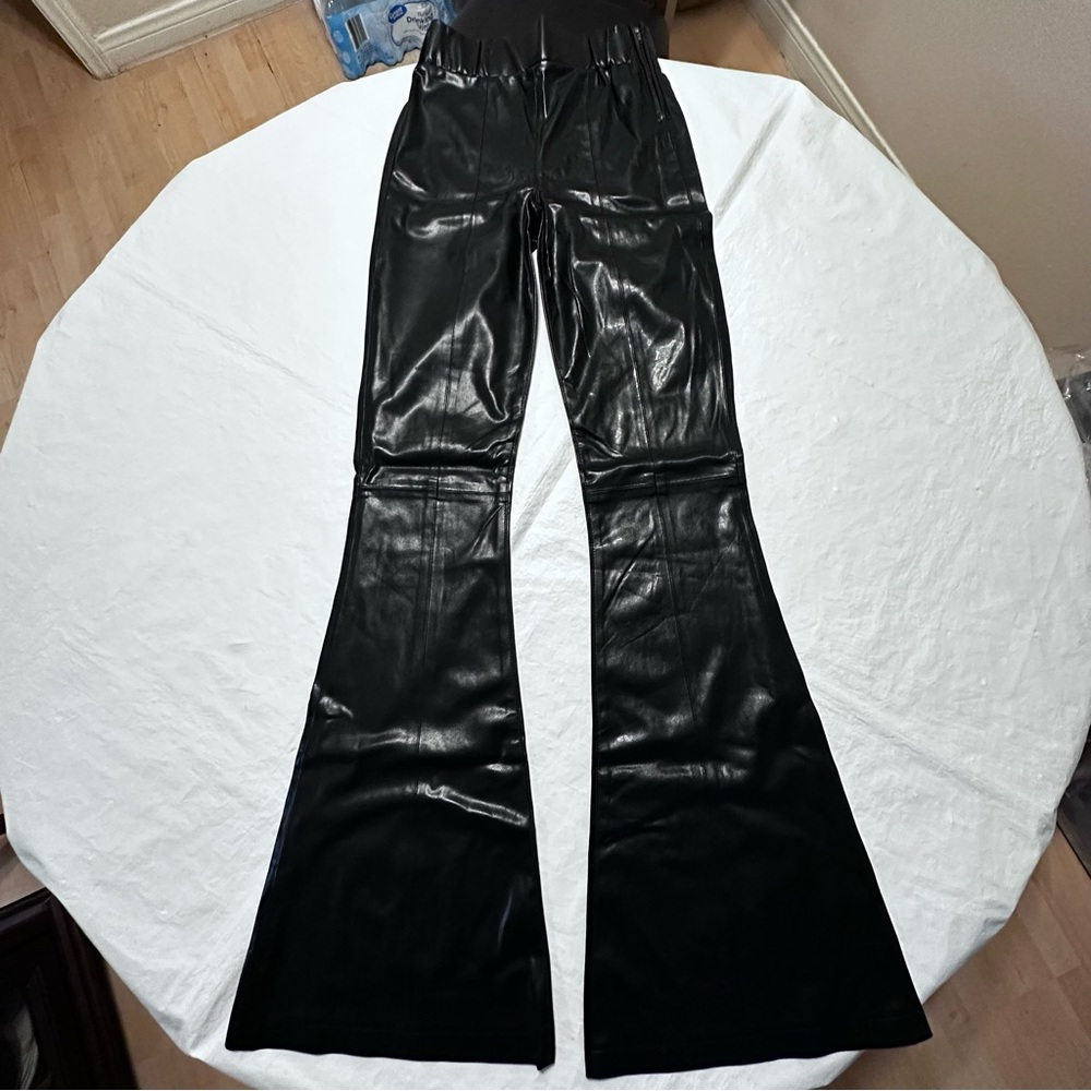 BLANKNYC Womens Faux Leather Pants Black Flared Size 24